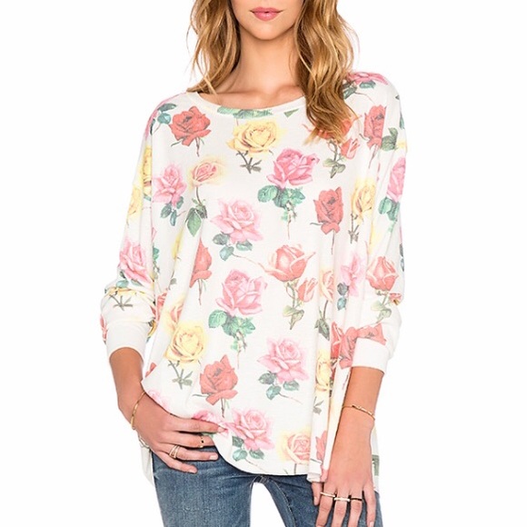 Wildfox Tops - WILDFOX Bright Roses Pullover Thermal Sweatshirt
